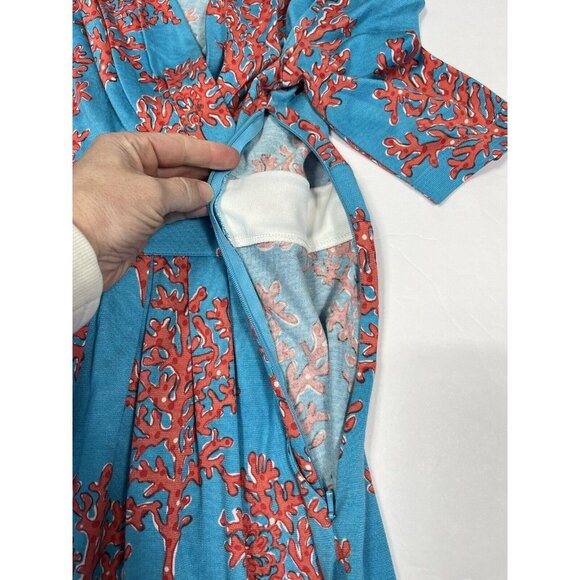 Lilly Pulitzer Dress Womens XS Turquoise Bellanna Coral Reef Short Sleeve Silk - Picture 9 of 13